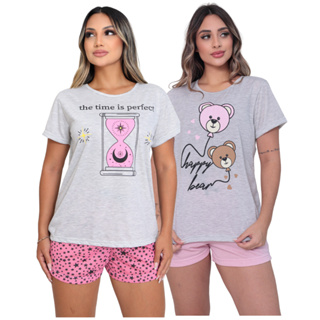 Kit 2 Pijama Feminino Confortavel Suave Verão Calor Respiravel Charmoso em Oferta na Shopee