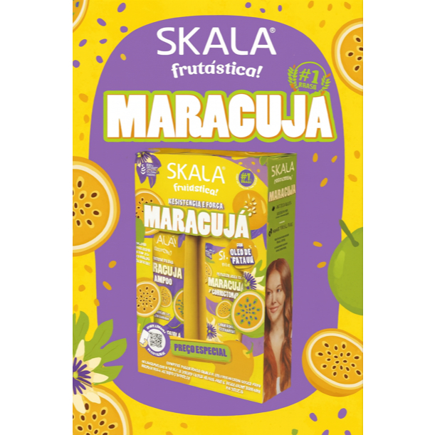 Kit Skala Shampoo e Condicionador Maracujá e Óleo de Patauá 325ml - Nutrição e Reconstrução para Cabelos Fortes e Resist