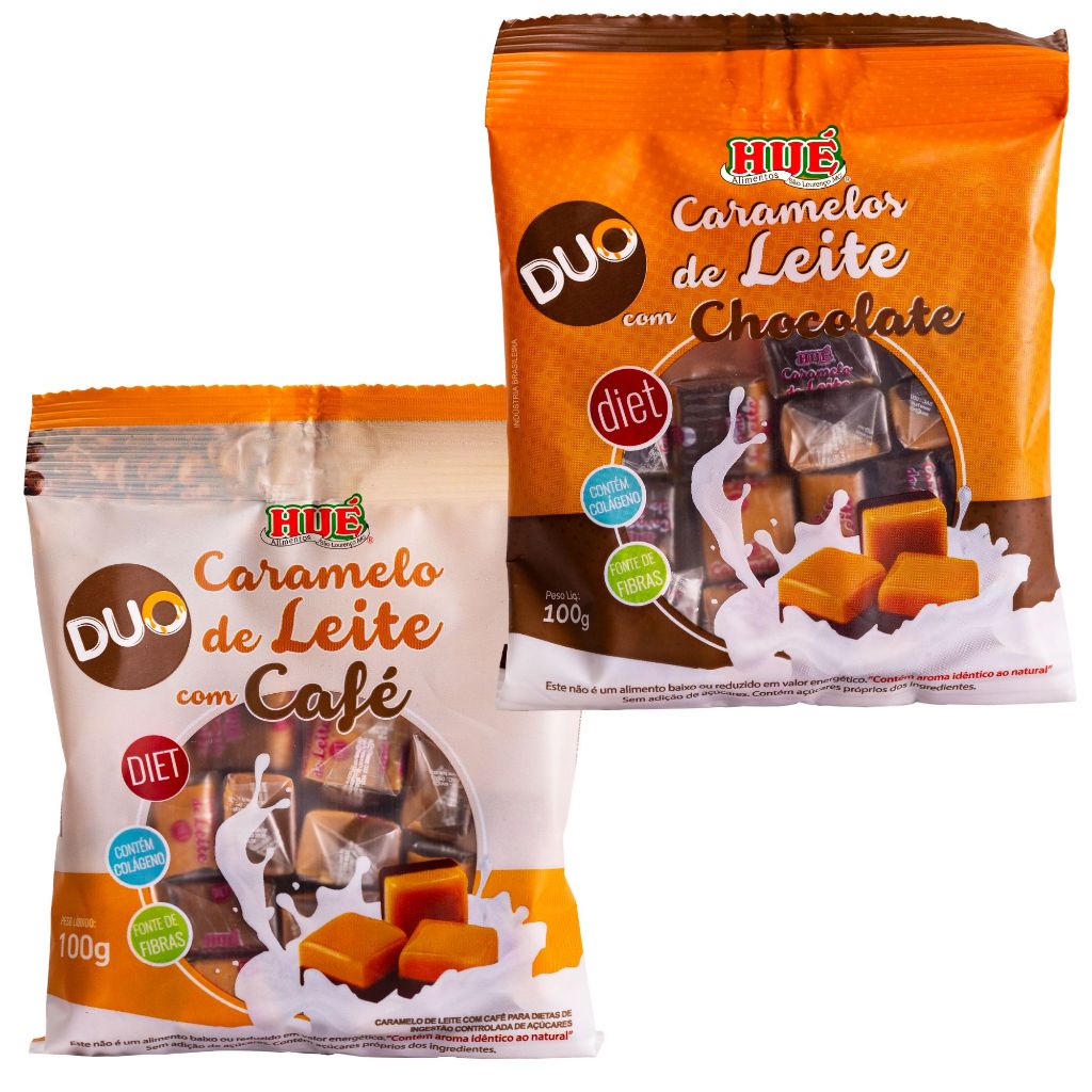 Caramelo De Leite Diet Hué Kit Café E Chocolate 2 Und 100g