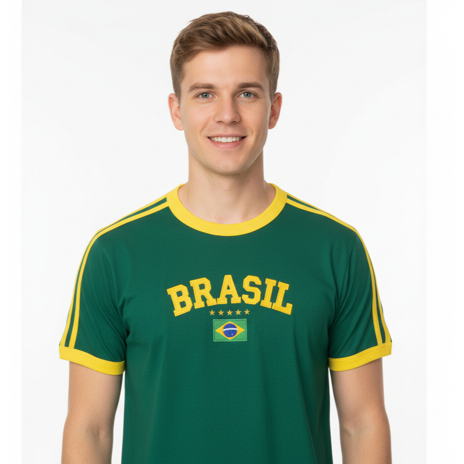 Blusa Do Brasil Bandeira Bordada Unissex - Verde