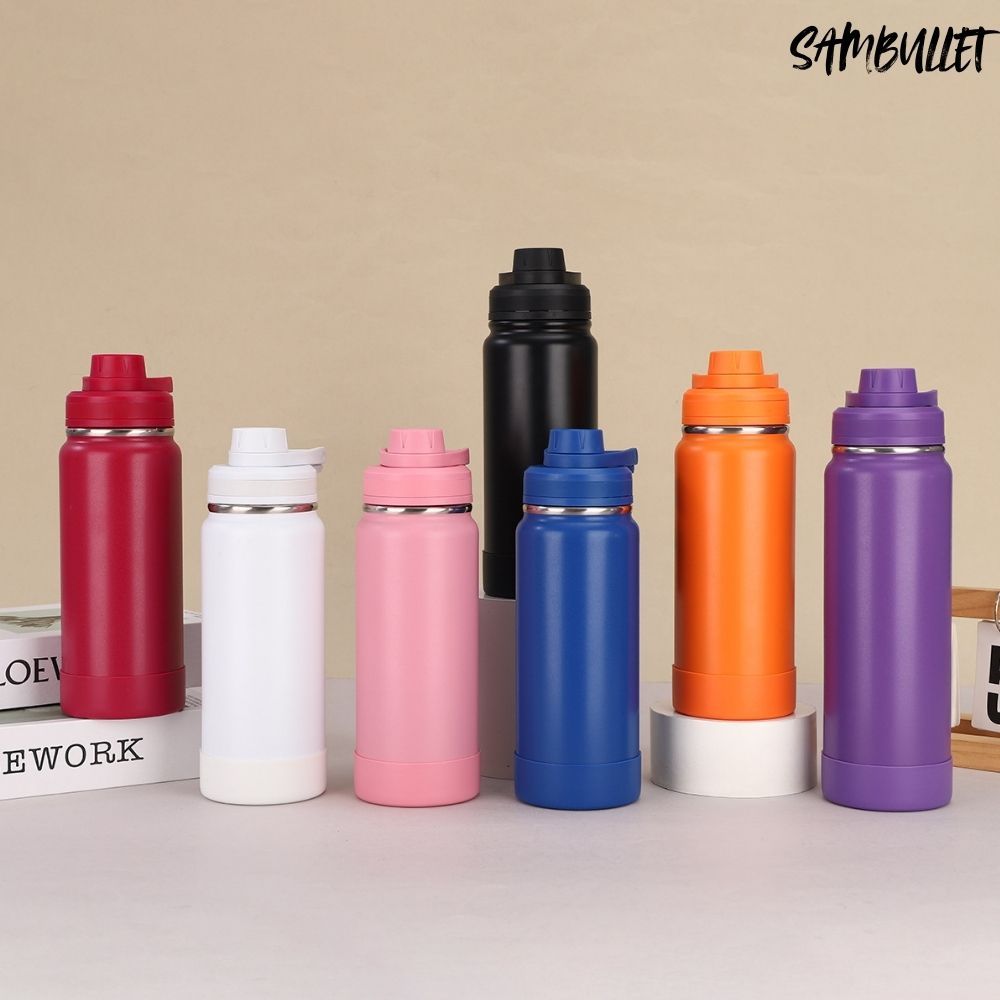 Garrafa Térmica 600/800ml/1000ml/1200ml + Capa Protetora de Silicone Copo de Água Fitness