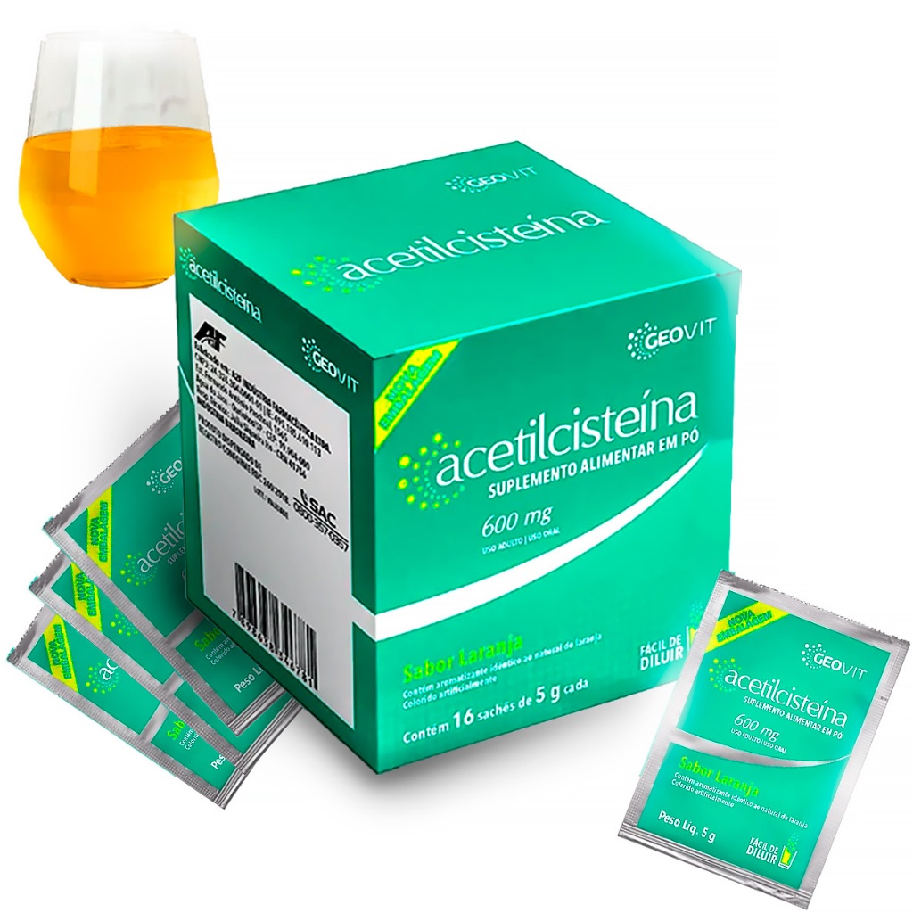 NAC  600mg PURO - Acetilcisteina em Sachê - Com 16 Envelopes - Sabor Laranja - ZERO AÇUCAR