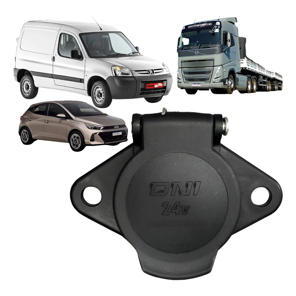 Tomada de Engate Redonda Para Reboque 12v 24v Bivolt 7 Pinos Fêmea Carreta em Oferta na Shopee