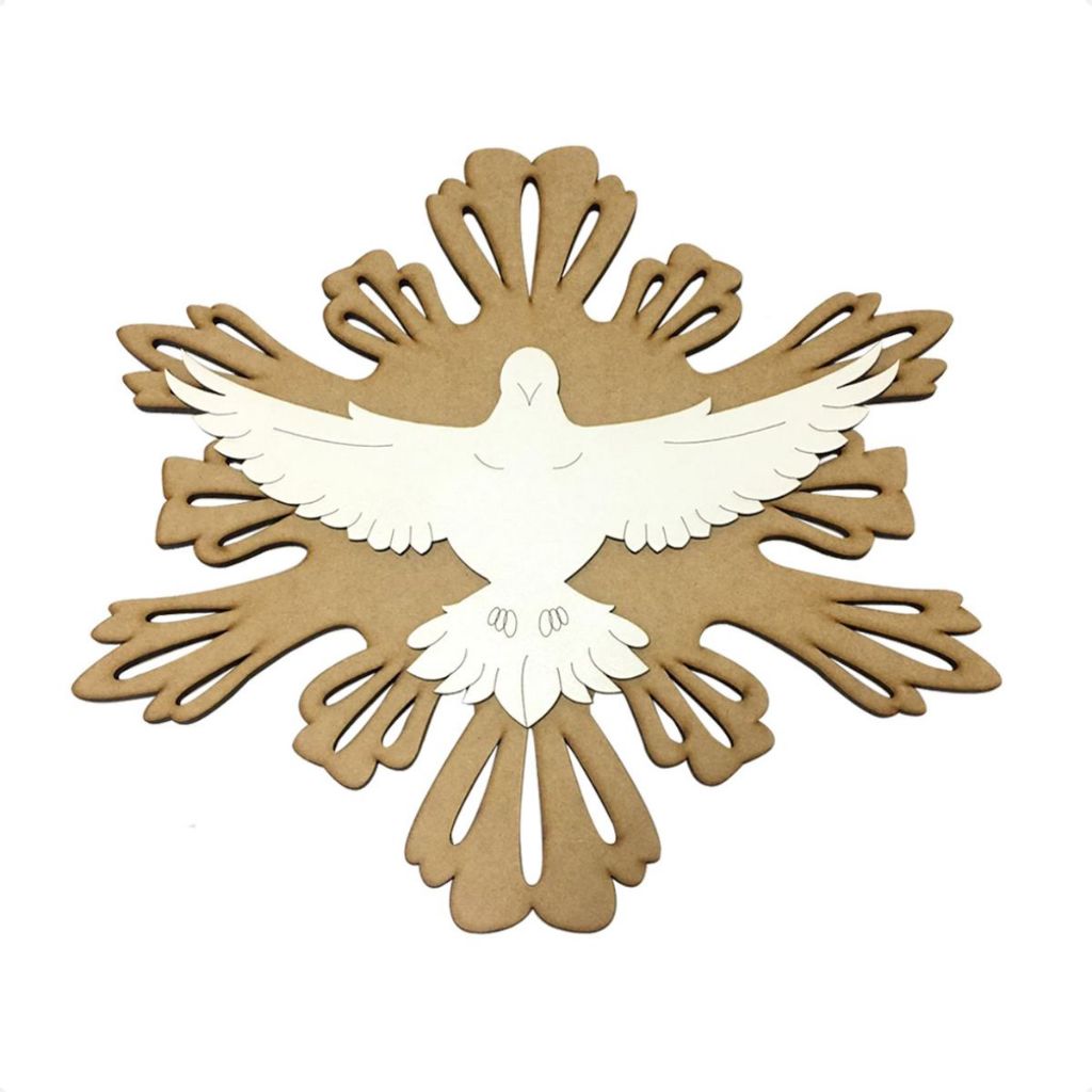 Resplendor Espírito Santo MDF Cru Decoração Religiosa 1073