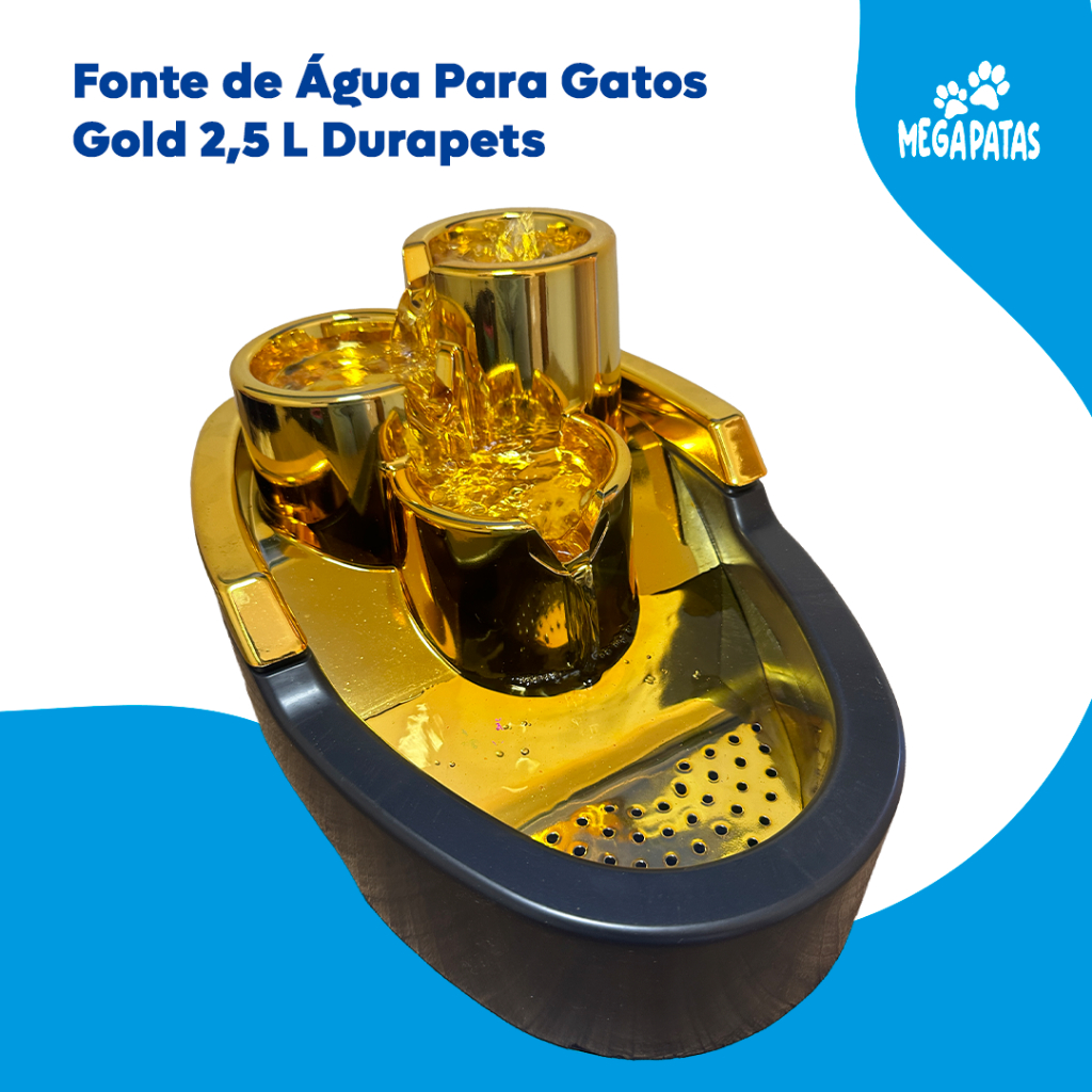 Fonte de Água Para Gatos Bebedouro Automático Pet Com Filtro Gold Dourada Bivolt 2,5 L Durapets em Oferta na Shopee