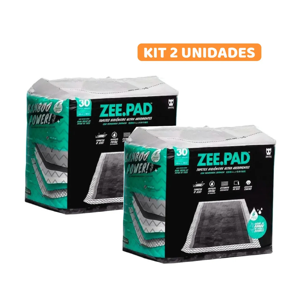 Kit 2 Tapetes Higiênicos Zee Pad 60 unid 80x60cm – Alta Absorção p/ Cães
