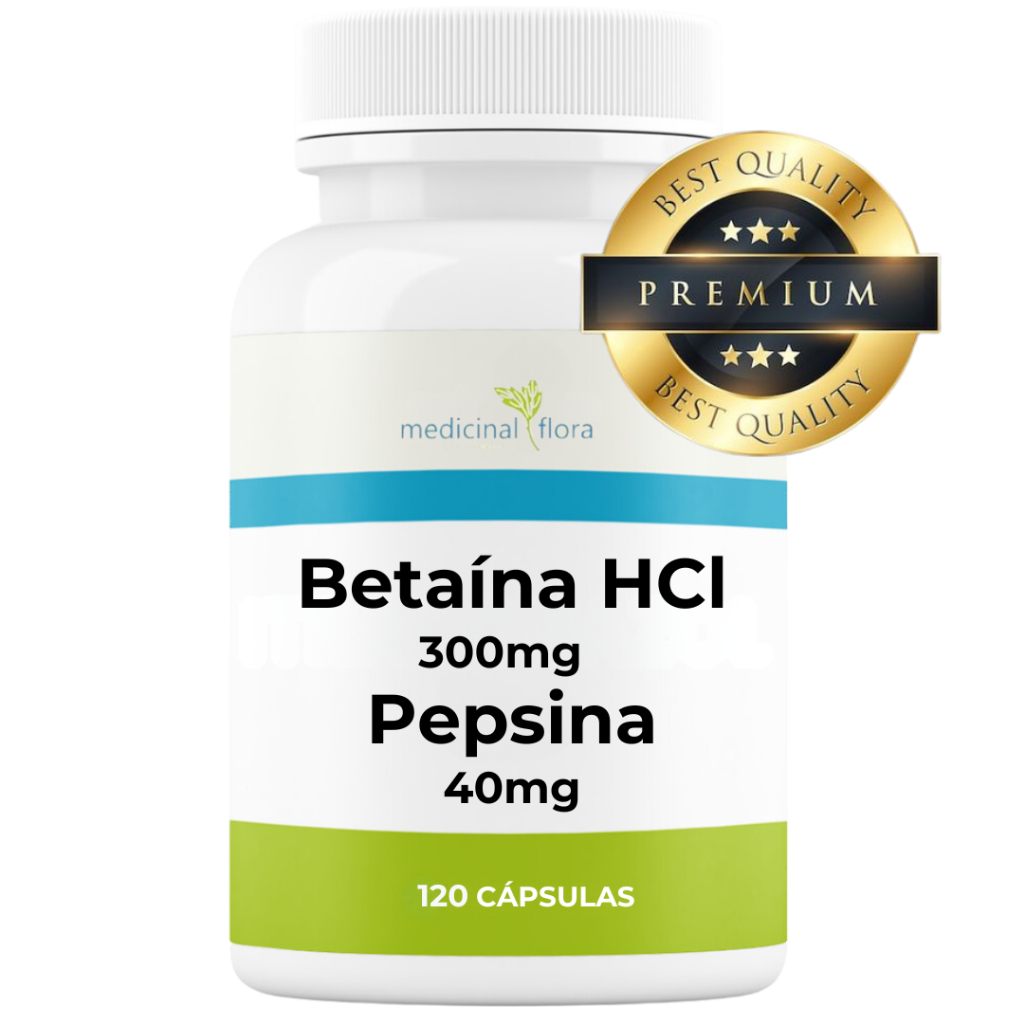 Betaína Hcl 300mg Com Pepsina 40mg - 120 Cápsulas