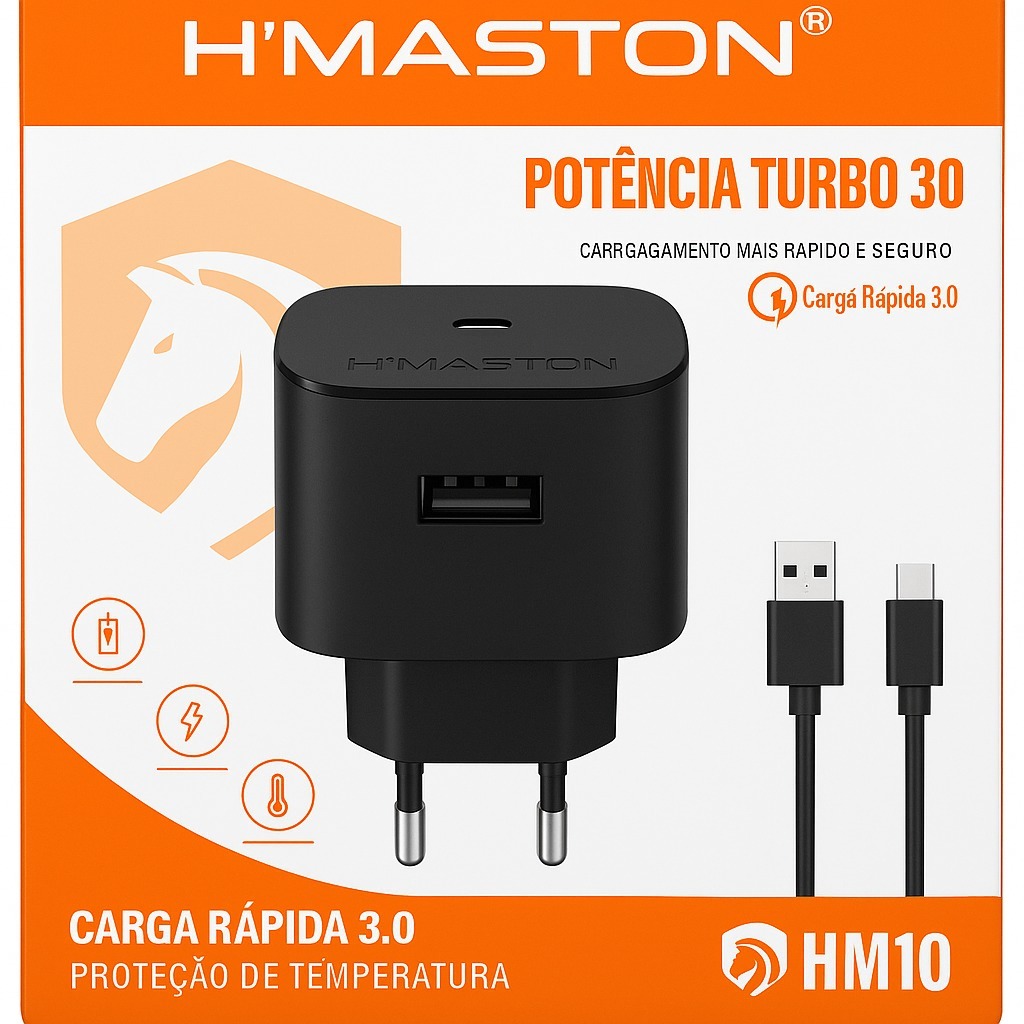 Carregador Turbo 3.0 30w Com Cabo V8 Micro Usb Hm-10 em Oferta na Shopee