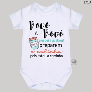 body roupa de bebê vovô e vovó a espera acabou preparem o colinho pois estou a caminho f1713 em Oferta na Shopee