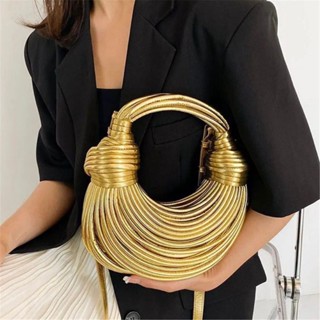 Bolsas para mulheres 2025 novo em ouro designer de luxo marca artesanal sacos macarrão corda em Oferta na Shopee