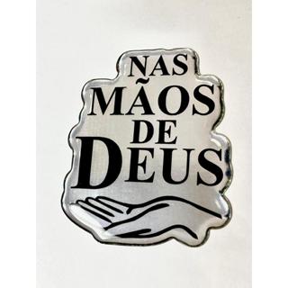 Adesivo Resinado 3D Nas mãos de Deus Cristão Cromado 3d em Oferta na Shopee