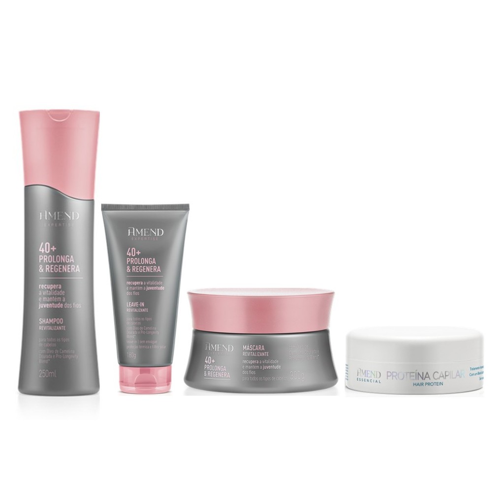 Amend Kit 40+ Prolonga e Regenera Sh. 250ml + Leave-in 180g + Másc. 300g + Proteína Capilar 100g