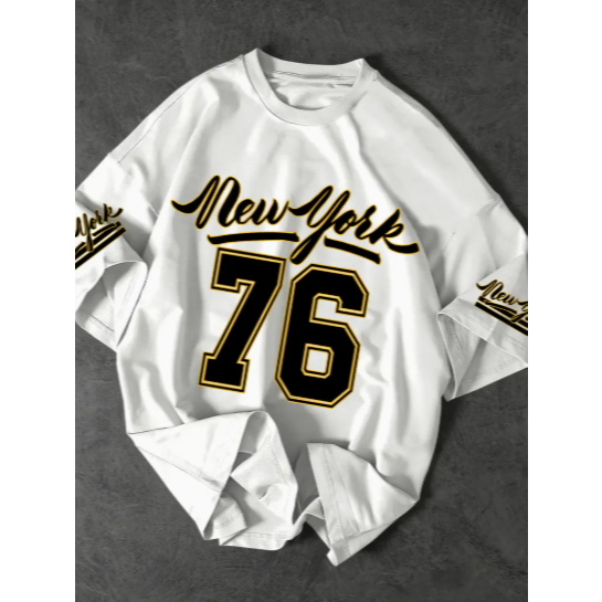 Camiseta Oversized T-shirt New York 76 Estilosa Confortavel Treino Academia Tamanho Grande