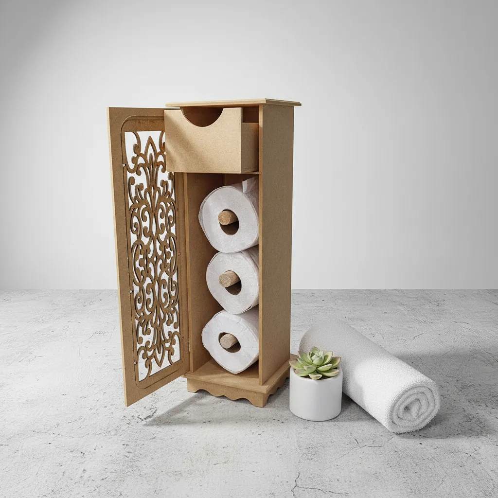 Porta Papel Higiênico Gaveta e Desenho Arabesco a Laser na Frente em MDF Decoração Banheiros Lavabos em Oferta na Shopee