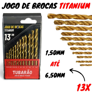 Jogo de Broca 13 Peças Titanium (1,50mm até 6,50mm) - Tubarão em Oferta na Shopee
