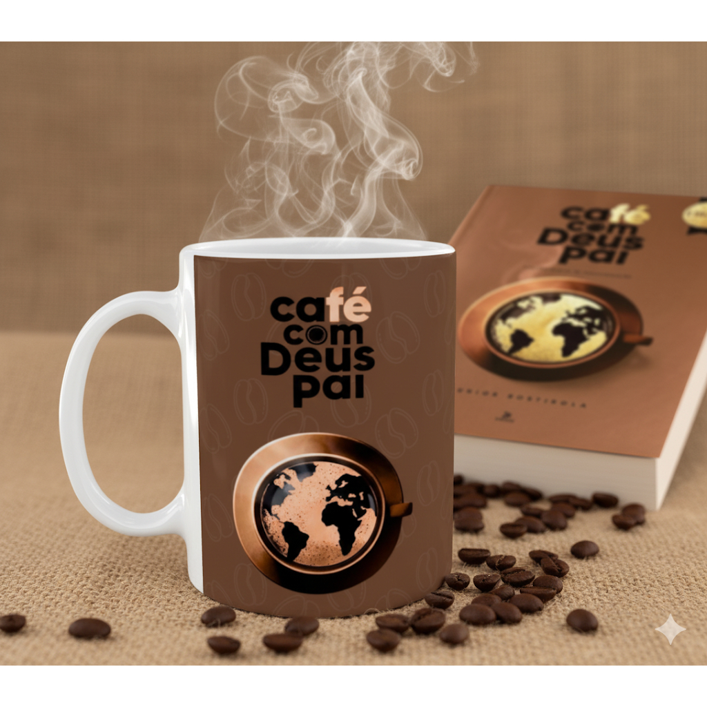 Caneca Personalizada Café com Deus Pai | Nome Grátis | Presente Exclusivo Cerâmica Premium