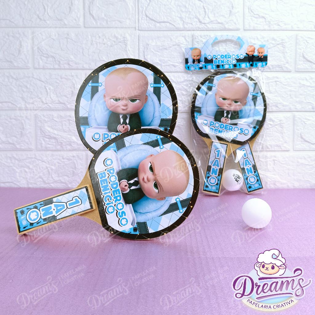 20 Raquetes de Ping Pong Personalizadas festa Poderoso chefinho (Fazemos qualquer tema)