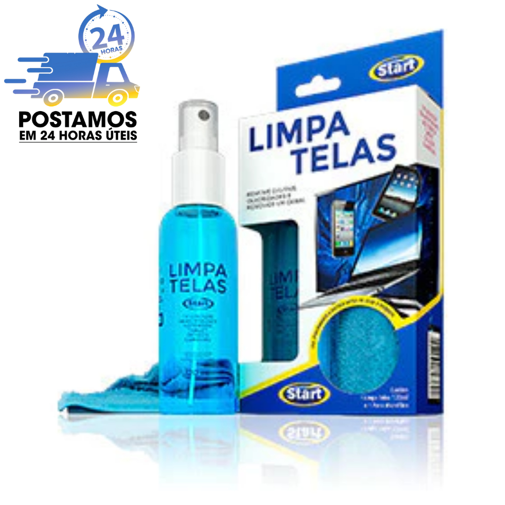 Limpa Telas Start 120ml + Pano Microfibra Para TV Celular Notebook Tablet Óculos Monitor