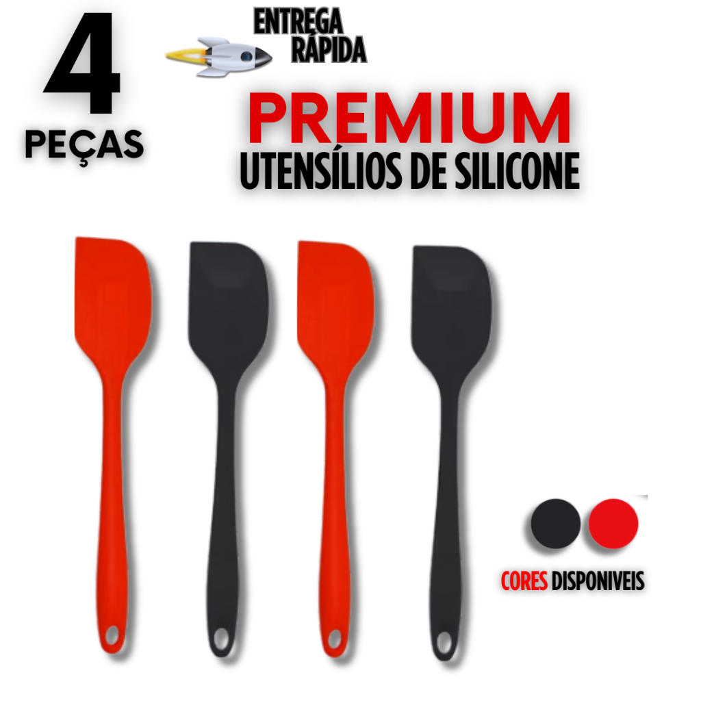 Kit 4/2/1 Espátulas de Silicone Pão Duro 27 cm Raspadora Premium Variáveis Utilidades Multifuncional