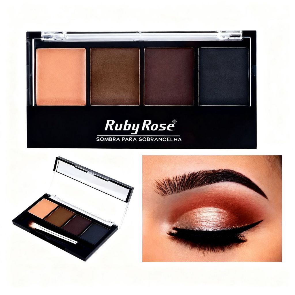Tri Para Sobrancelha Com Primer Sombra portátil multicolorida altamente saturada Maquiagem Ruby Rose