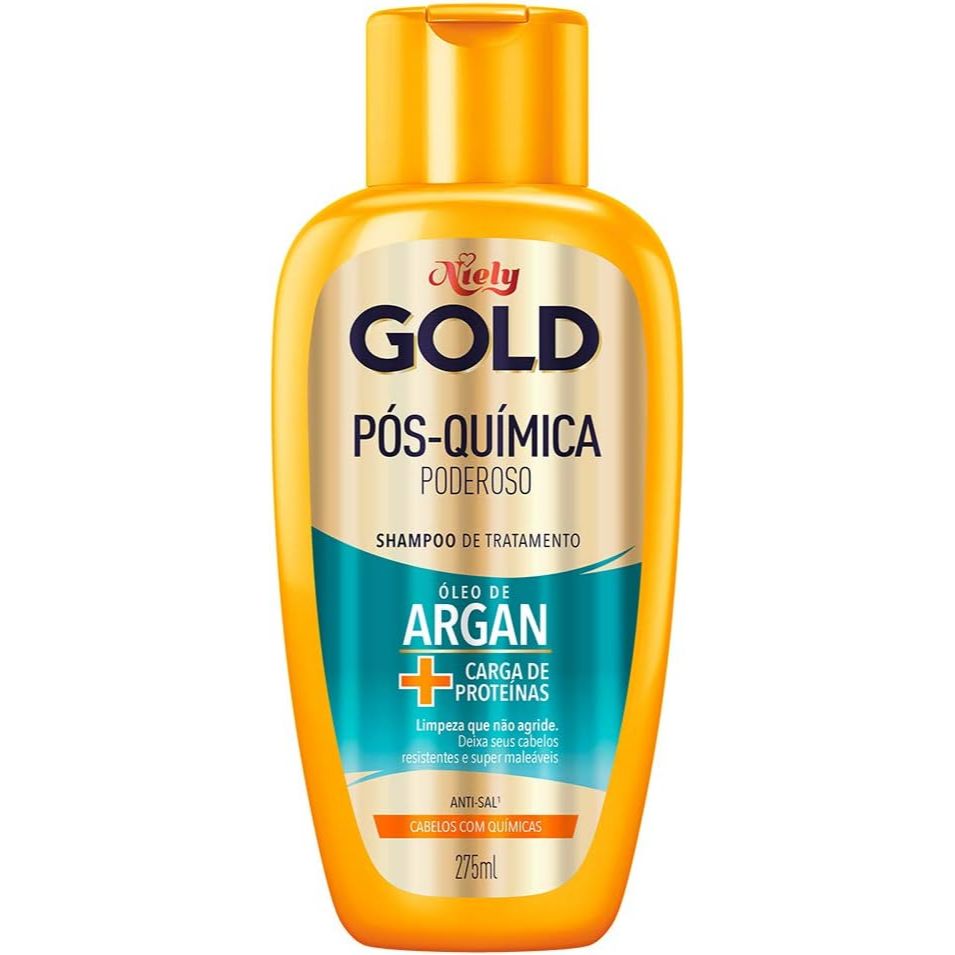 Shampoo Niely Gold Pós-Química Poderoso Com 275ml em Oferta na Shopee