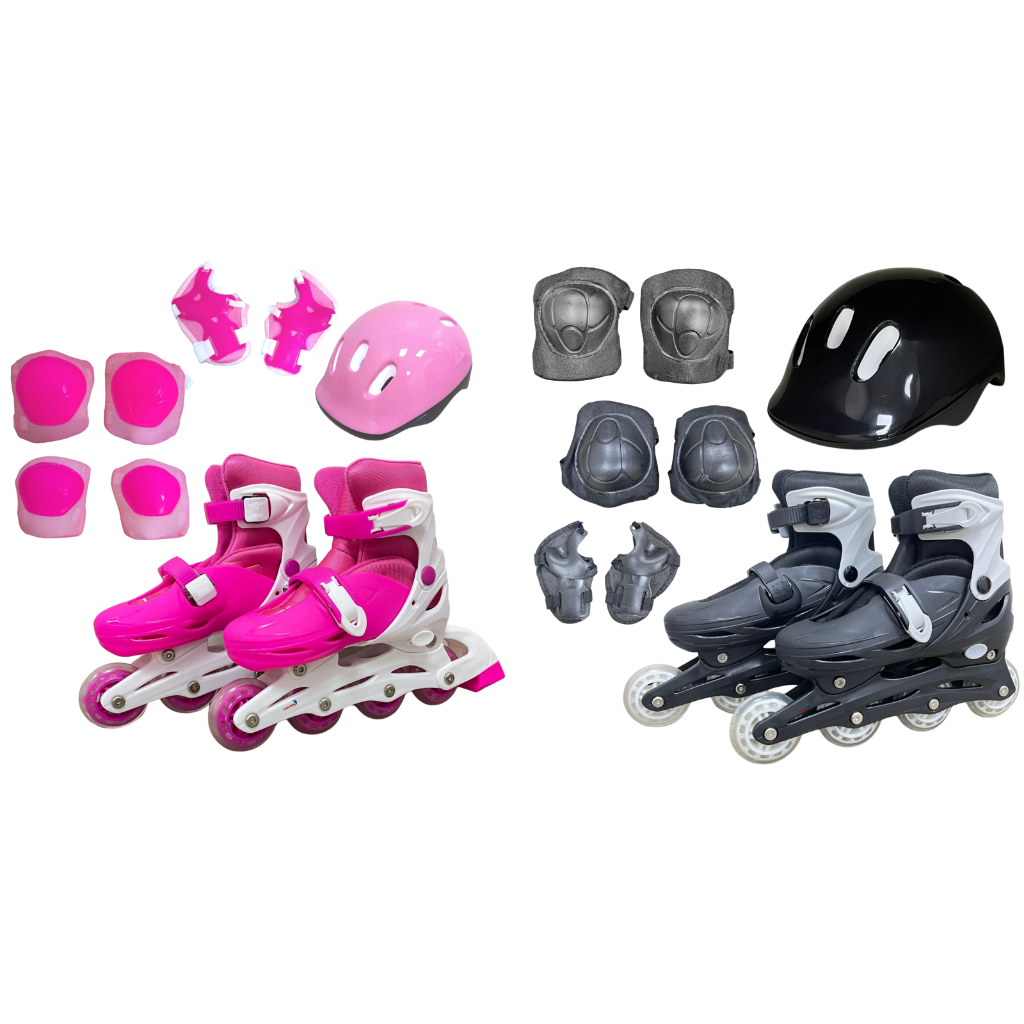 Patins Inline 4 Rodas Ajustável Infantil Juvenil Com Kit Proteção Completo Segurança e Diversão