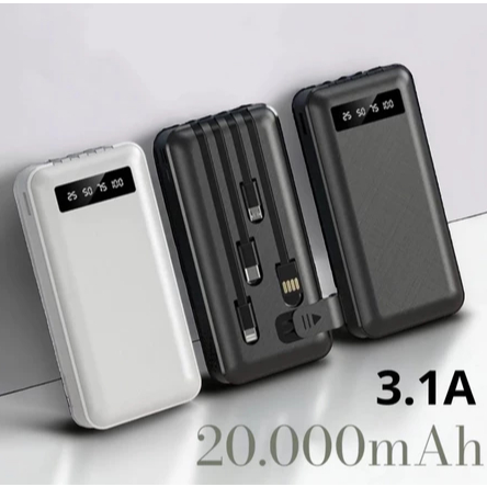 Carregador Power Bank Portátil 20000mah Universal Saida 4 Cabos_LM