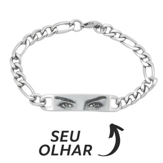Pulseira Bracelete Aço Inoxidavel Olho Olhar Face Masculino Feminino 20cm