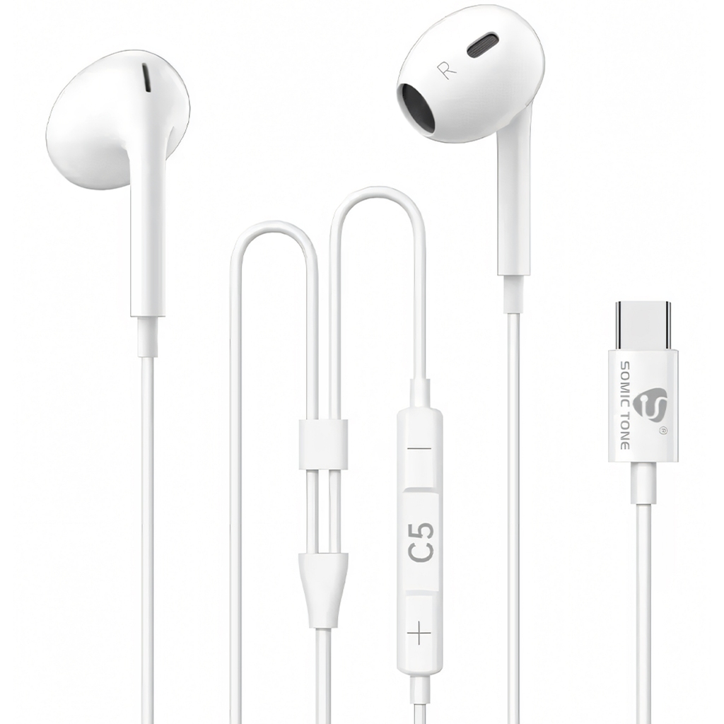 Fone De Ouvido Com Fio e Microfone Graves Profundos Somic Tone Usb C