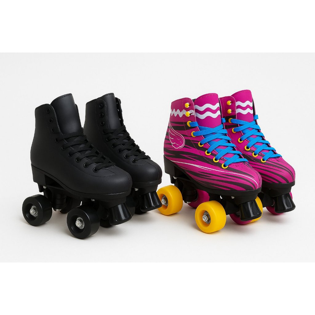 Patins 4 Rodas Roller Clássico Adulto Infantil Preto Rosa Diversão Esporte Lazer Passeio