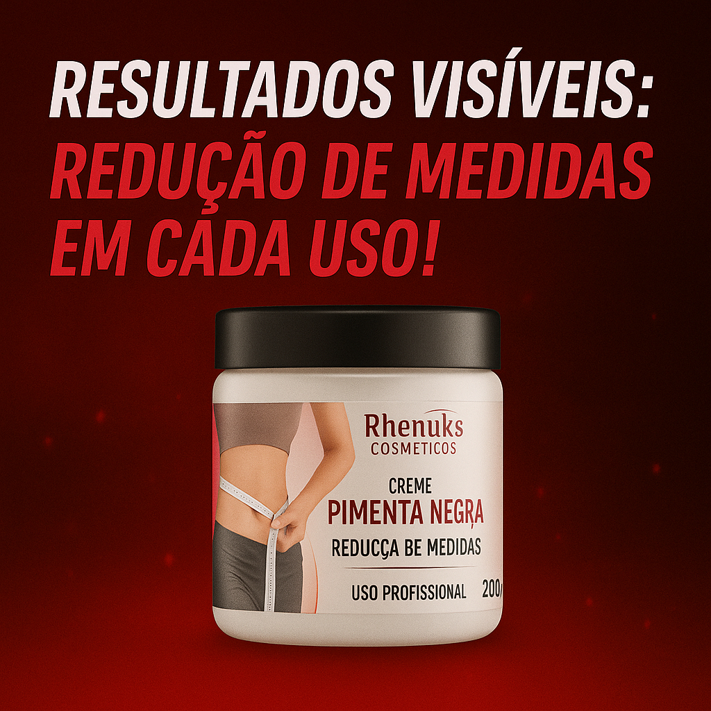 Creme Redutor Pimenta Negra 200g Auxilia Redução de Medidas e Celulite