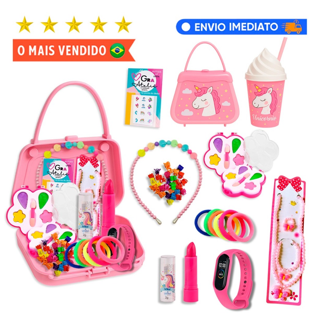 kit Infantil Criança De Maquiagem Com Maletinha Make Linda Completa