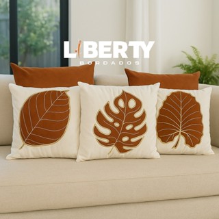 Kit de Capa de Almofada Bordada Suede - Folhas Costela de Adão - Escolha Sua Combinação em Oferta na Shopee