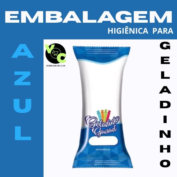 01 Pct 250 un Saquinho Embalagem Higiênica Bopp p/ Geladinho Gourmet Sacolé Dim Dim Picolé 7 x 19 cm  Azul em Oferta na Shopee