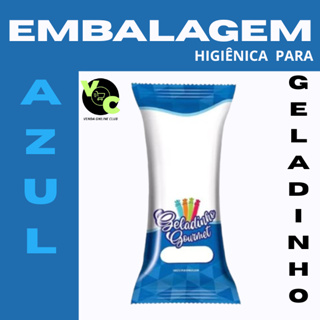 01 Pct 250 un Saquinho Embalagem Higiênica Bopp p/ Geladinho Gourmet Sacolé Dim Dim Picolé 7 x 19 cm  Azul em Oferta na Shopee