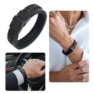 Pulseira De Couro Preto Masculina Fecho Magnético Imã Jon´s em Oferta na Shopee