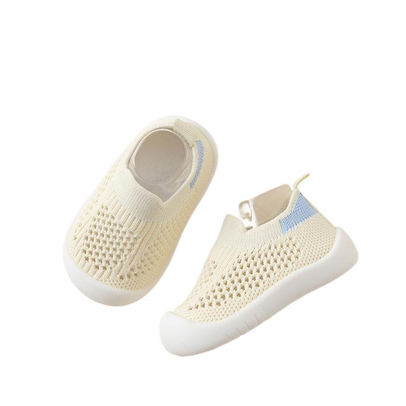 Tênis Sapatinho Meia Infantil Bebê Antiderrapante Amarelo Bege Primeiros Passos 0-36 Meses Flexível