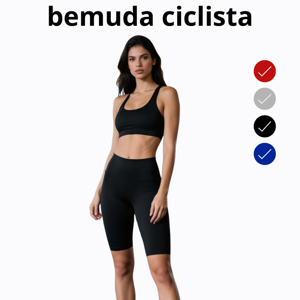 bermuda legging feminina ciclista cintura alta  lisa em suplex não fica transparente academia