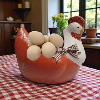 Galinha Elegance Aberta Porta Ovos Cor Ferrugem em Oferta na Shopee