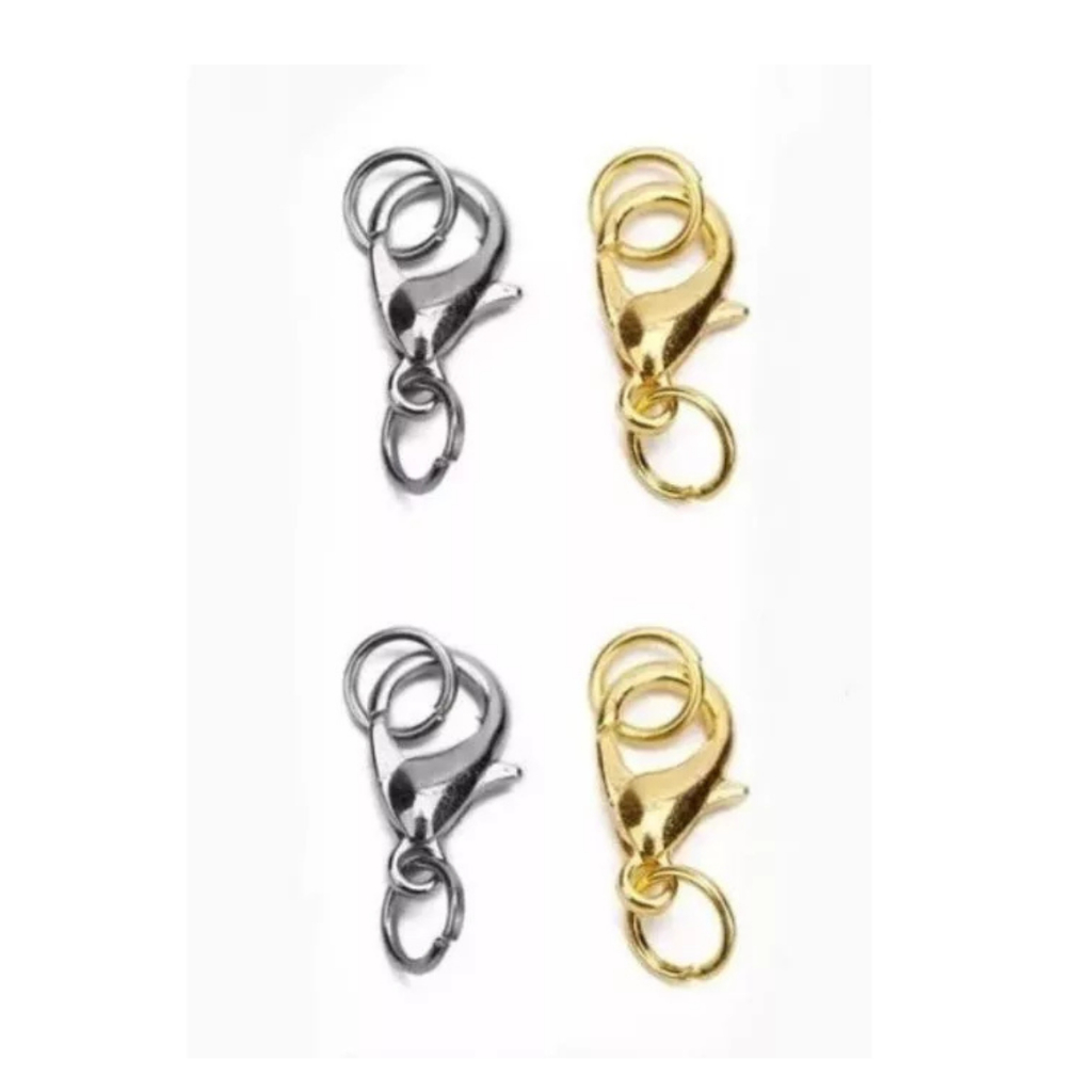 Kit Fecho lagosta 12mm 25 prata e 25 dourado mais 100 argolas em Oferta na Shopee