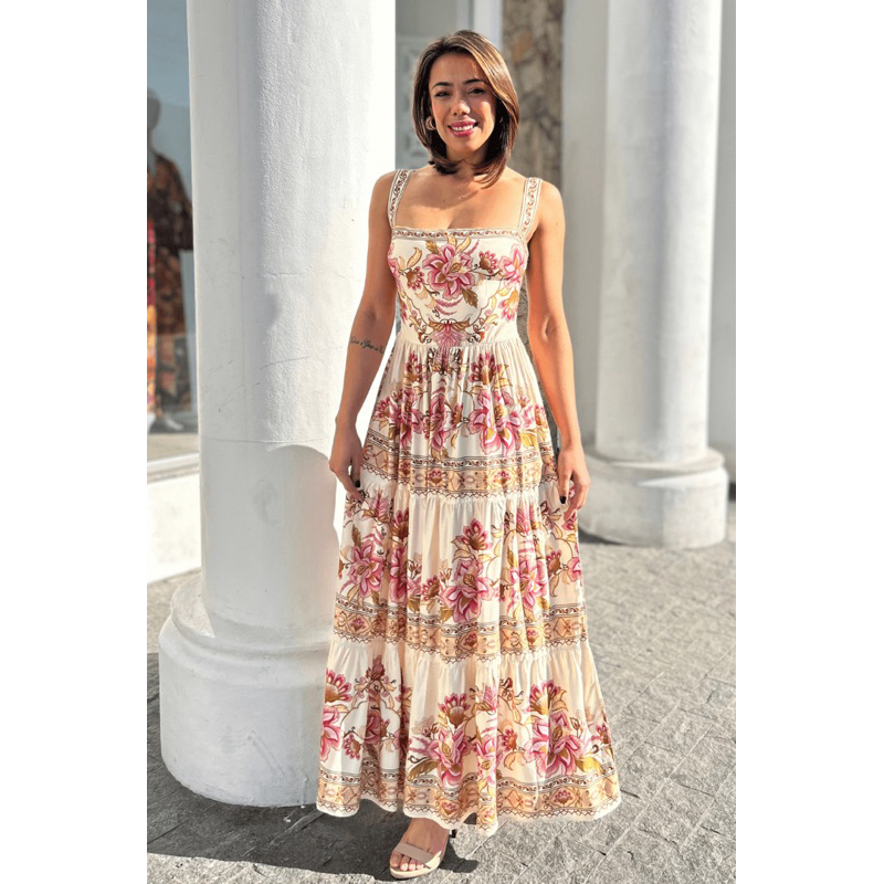 FARM GG - Vestido Longo Jardim Majestoso - Novo com Tag