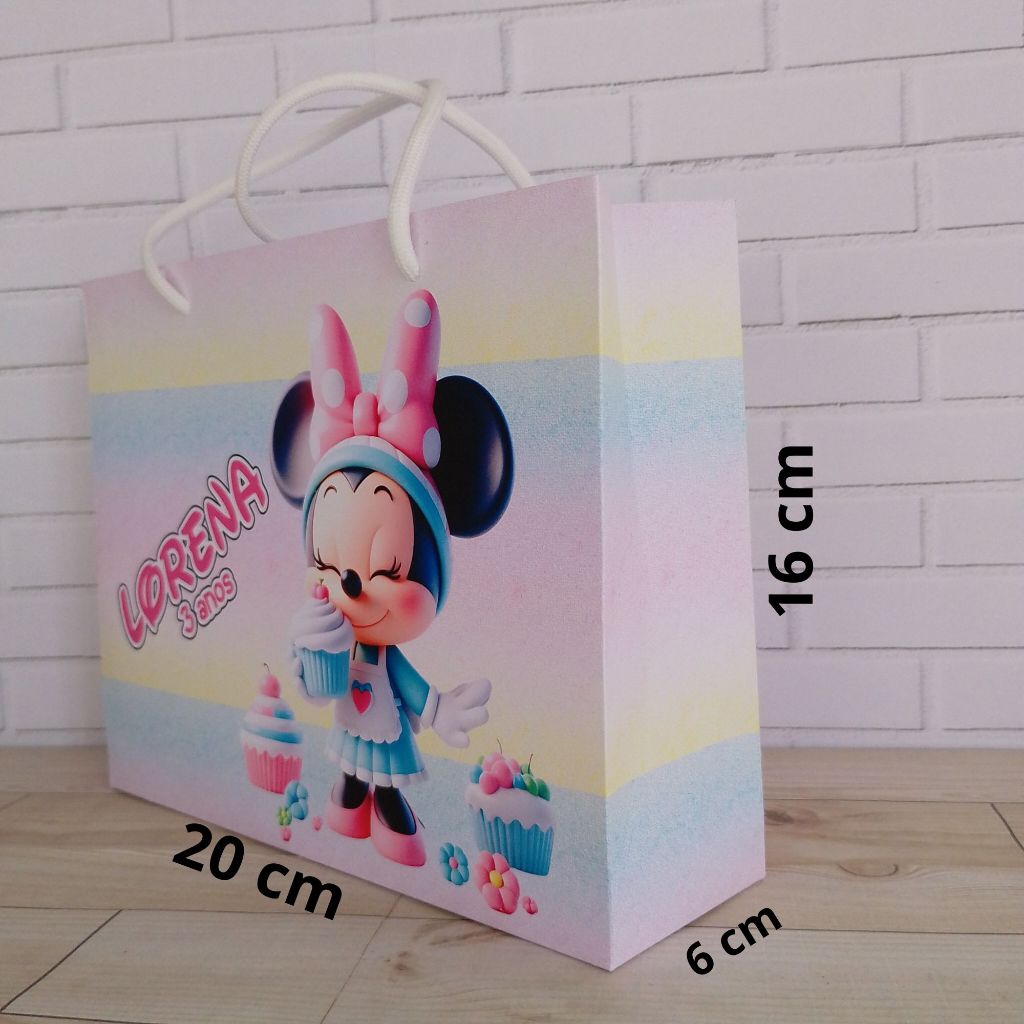 Sacolinhas Personalizadas G MINNIE BABY CONFEITEIRA (20x16x6cm) Lembrancinha Festa Aniversário