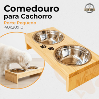 Comedouro Pequeno Duplo Elevado 800ml em Oferta na Shopee