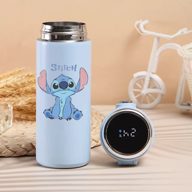 Garrafa Térmica Stitch 420ml Personalizada Com Nome Termômetro Digital | Presente Criativo Infantil