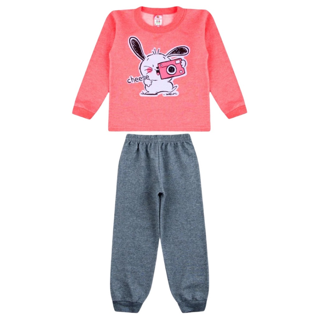 kit 2 Peças Moletom Infantil Menina 1 ao 8 Conjunto Feminino Outono Inverno