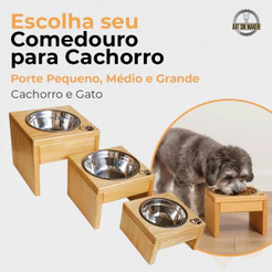 Comedouro Único Pet Elevado Ergonômico No Verniz para Cachorro e Gato Bicho de Estimação