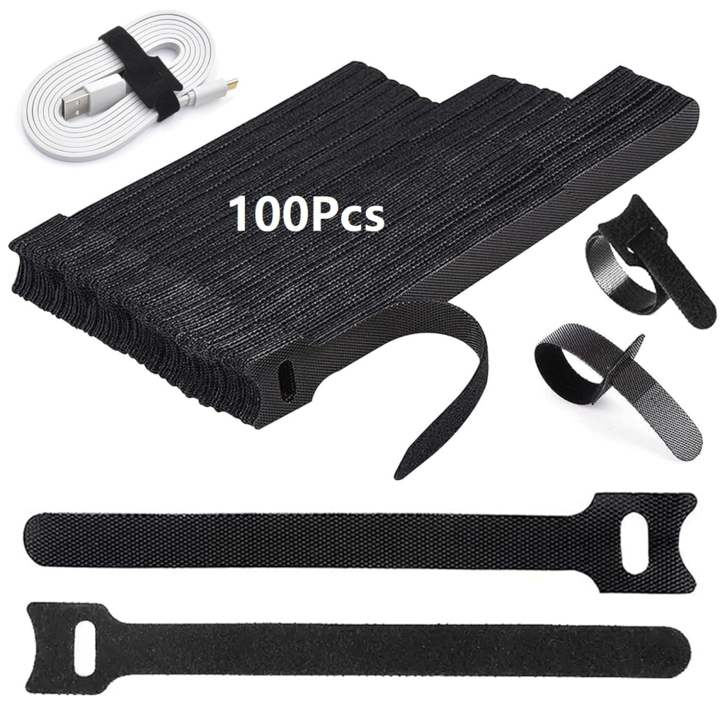 Abraçadeira Organizador de Cabos e Fios 15cm Preta Reutilizável Presilha Fixador USB Chicote 100 Uni