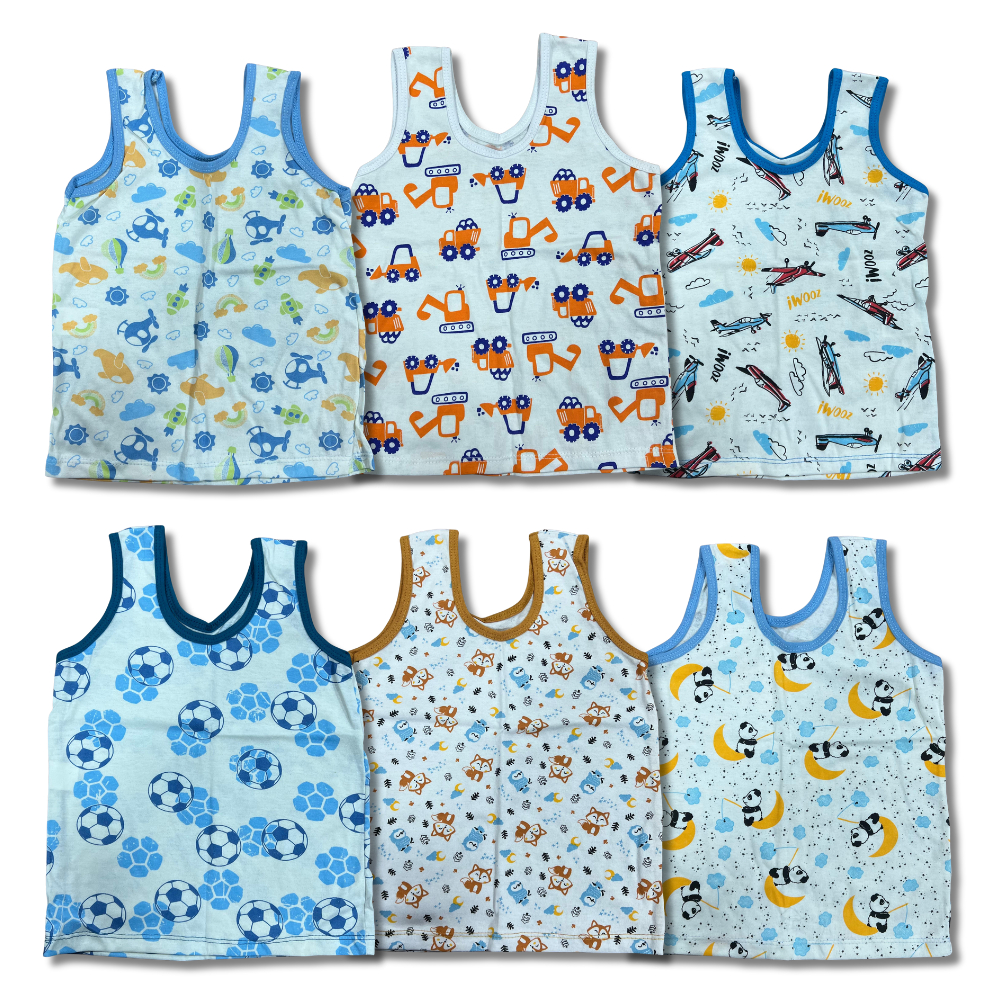 Kit 6 Regatas Bebê Masculino Tam 1,2 e 3 - 100% Algodão Verão Colorido em Oferta na Shopee