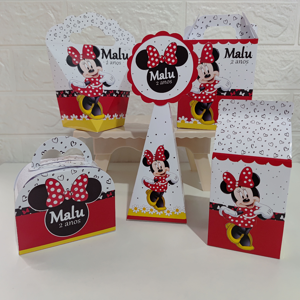 Kit Personalizados Minnie Vm Kit Festa Caixinhas Personalizadas Lembrancinha Mimos Aniversário