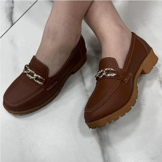 Mocassim Feminino em Couro Legítimo Caramelo – Estilo Clássico e Conforto Premium